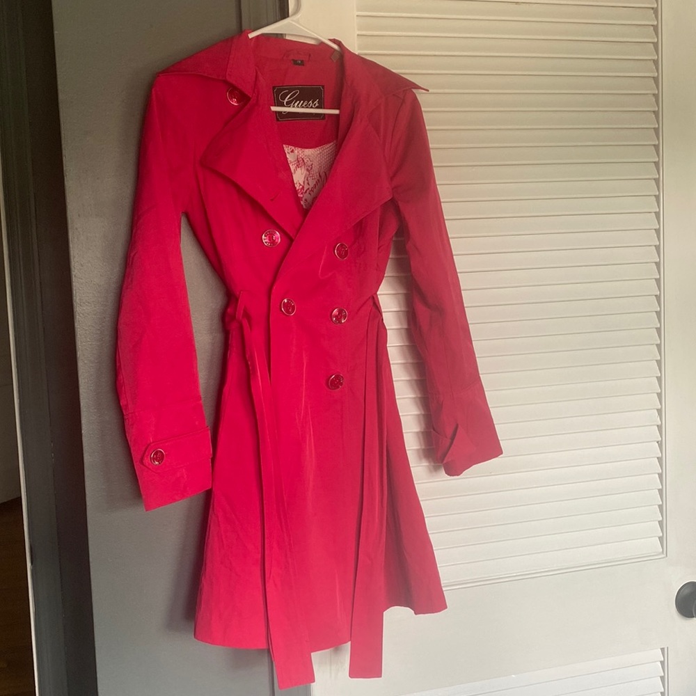 Women’s Guess Trench Coat, hot pink, size XS